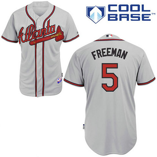 Atlanta Braves #5 Freddie Freeman Grey Away Cool Base Jersey