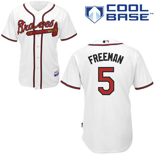 Atlanta Braves #5 Freddie Freeman White Home Cool Base Jersey Atlanta Braves #5 Freddie Freeman White Home Cool Base Jersey
