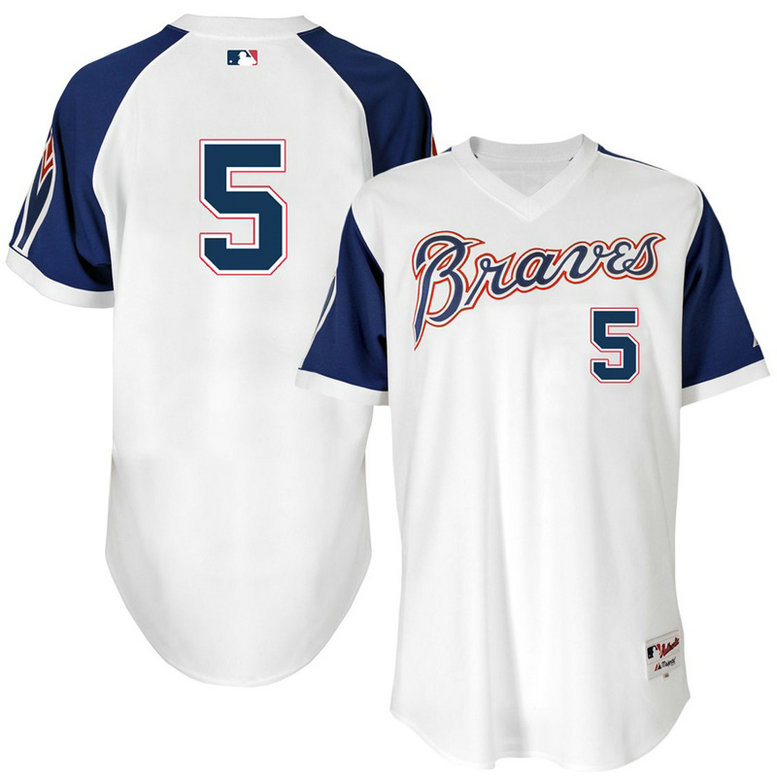 Atlanta Braves #5 Freddie Freeman White 1974 Throwback Turn Back the Clock Authentic Player Jersey