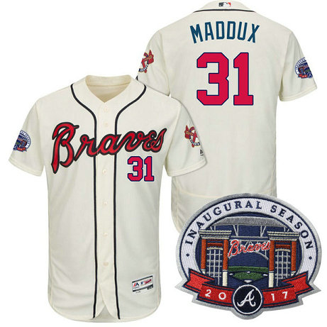 Atlanta Braves #31 Greg Maddux Cream 2017 Flex Base All-Star Game Patch Jersey Atlanta Braves #31 Greg Maddux Cream 2017 Flex Base All-Star Game Patch Jersey