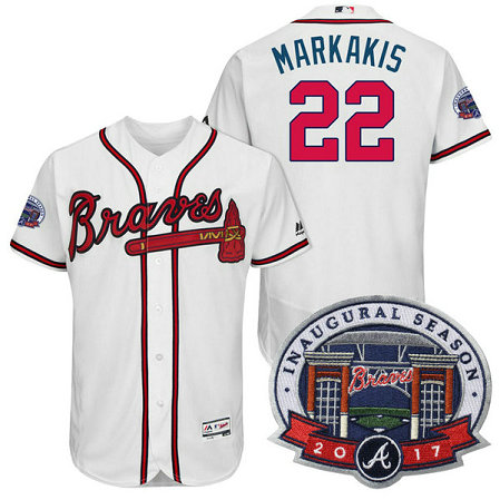 Atlanta Braves #22 Nick Markakis White 2017 Flex Base All-Star Game Patch Jersey