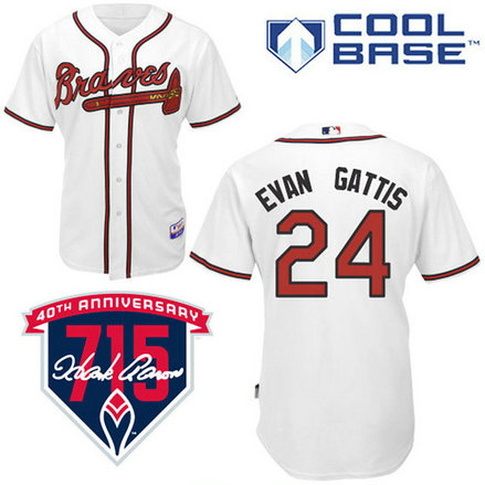 Atlanta Braves #24 Evan Gattis Authentic White Home Cool Base Jersey