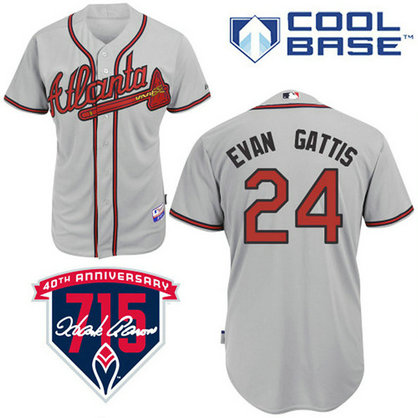 Atlanta Braves #24 Evan Gattis Authentic Grey Away Cool Base Jersey