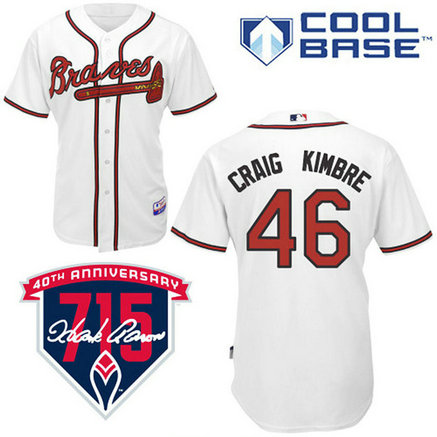 Atlanta Braves #46 Craig Kimbrel Authentic White Home Cool Base Jersey