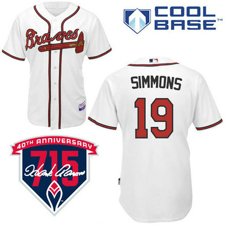 Atlanta Braves #19 Andrelton Simmons Authentic White Home Cool Base Jersey
