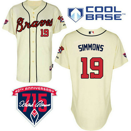 Atlanta Braves #19 Andrelton Simmons Authentic Cream Alternate Cool Base Jersey
