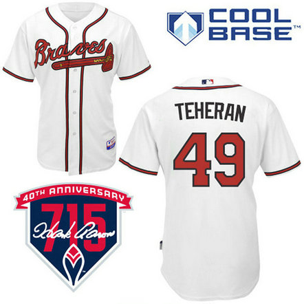 Atlanta Braves #49 Julio Teheran Authentic White Home Cool Base Jersey