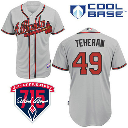 Atlanta Braves #49 Julio Teheran Authentic Grey Away Cool Base Jersey