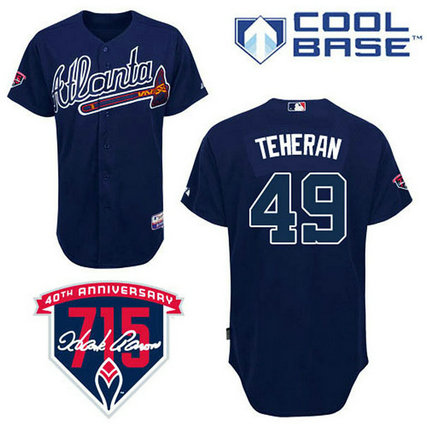 Atlanta Braves #49 Julio Teheran Authentic Navy Blue Alternate Cool Base Jersey