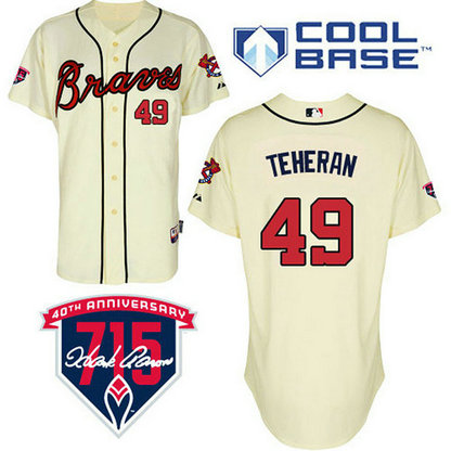 Atlanta Braves #49 Julio Teheran Authentic Cream Alternate Cool Base Jersey