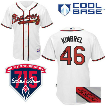 Atlanta Braves #46 Craig Kimbrel Authentic White Autographed Home Cool Base Jersey