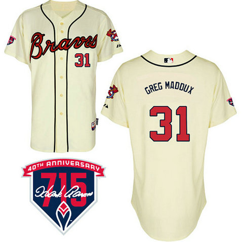 Atlanta Braves #31 Greg Maddux Authentic Cream Alternate Cool Base Jersey Atlanta Braves #31 Greg Maddux Authentic Cream Alternate Cool Base Jersey