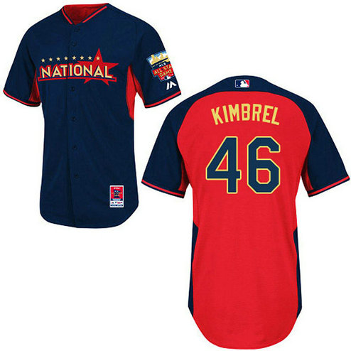 Atlanta Braves #46 Craig Kimbrel Authentic Navy/Red National League 2014 All Star BP Jersey