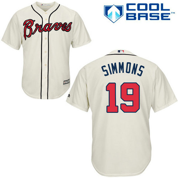 YOUTH Atlanta Braves #19 Andrelton SimmonsAuthentic Cream Alternate Cool Base Jersey