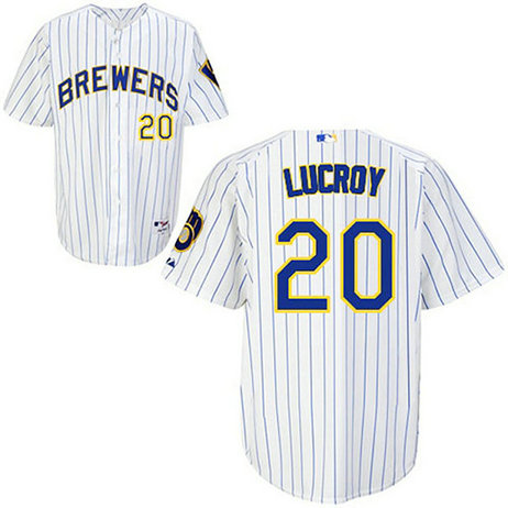 Milwaukee Brewers #20 Jonathan Lucroy White (blue strip) Jersey Milwaukee Brewers #20 Jonathan Lucroy White (blue strip) Jersey