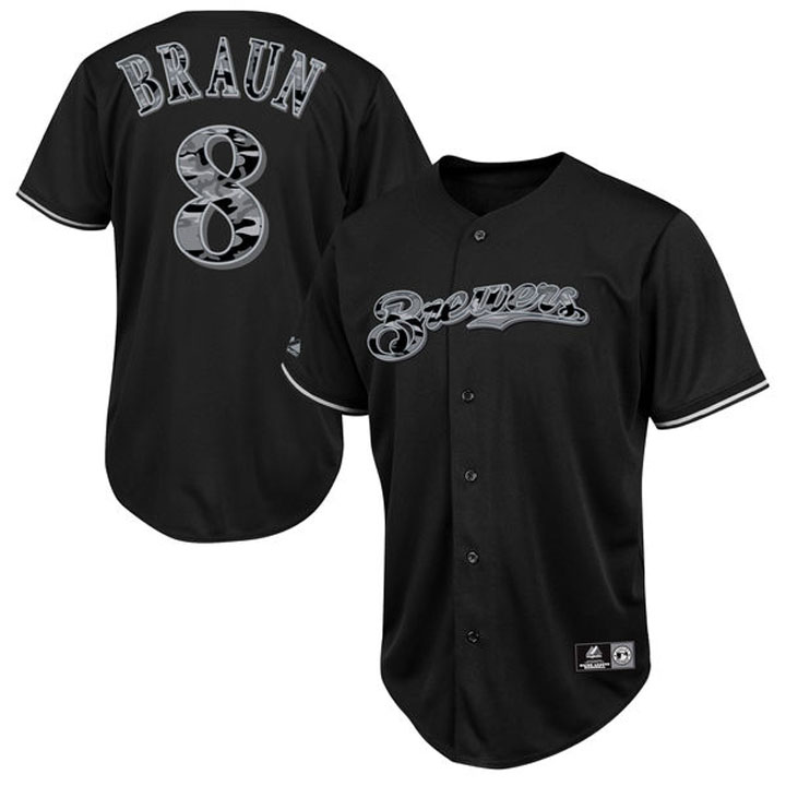 Milwaukee Brewers #8 Ryan Braun Black Camo Player Jersey Milwaukee Brewers #8 Ryan Braun Black Camo Player Jersey