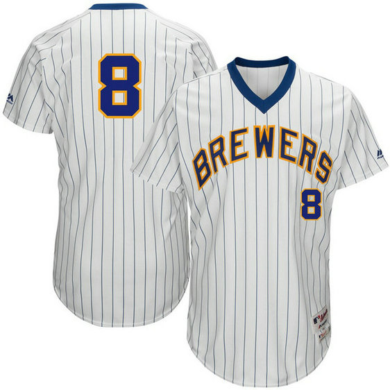 Milwaukee Brewers #8 Ryan Braun White 1982 Throwback Turn Back the Clock Authentic Player Jersey