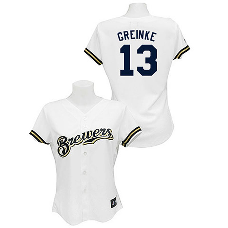 Women - Milwaukee Brewers #13 Zack Greinke White Fashion Jersey Women - Milwaukee Brewers #13 Zack Greinke White Fashion Jersey