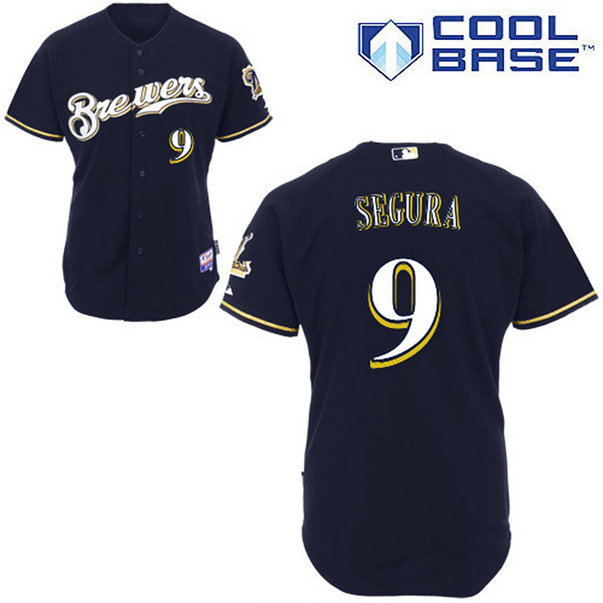 Milwaukee Brewers #9 Jean Segura Authentic Navy Blue Alternate Cool Base Jersey Milwaukee Brewers #9 Jean Segura Authentic Navy Blue Alternate Cool Base Jersey