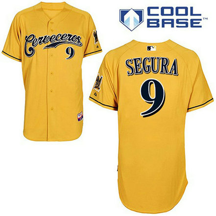Milwaukee Brewers #9 Jean Segura Authentic Gold CervecerosCool Base Jersey Milwaukee Brewers #9 Jean Segura Authentic Gold CervecerosCool Base Jersey