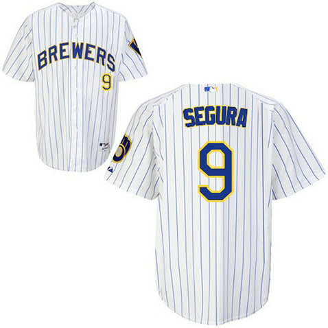 Milwaukee Brewers #9 Jean Segura Authentic White Pinstripe Jersey