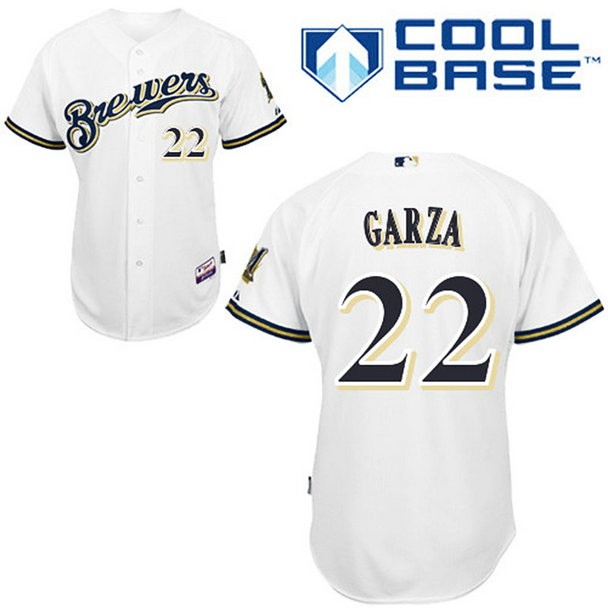 Milwaukee Brewers #22 Matt Garza Authentic White Home Cool Base Jersey