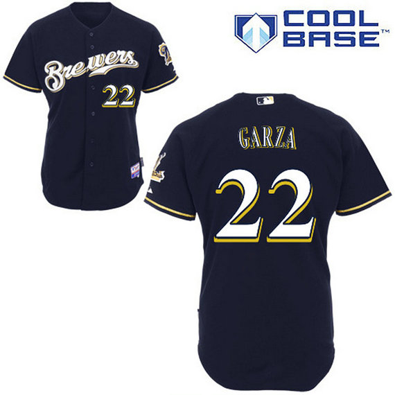 Milwaukee Brewers #22 Matt Garza Authentic Navy Blue Alternate Cool Base Jersey