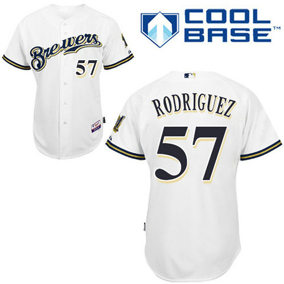 Milwaukee Brewers #57 Francisco Rodriguez Authentic White Home Cool Base Jersey