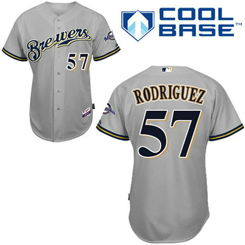 Milwaukee Brewers #57 Francisco Rodriguez Authentic Grey Away Cool Base Jersey