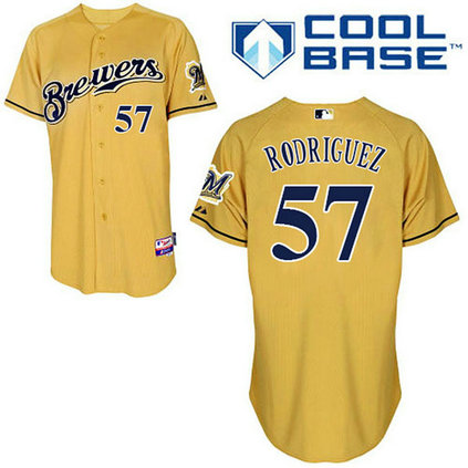 Milwaukee Brewers #57 Francisco Rodriguez Authentic Gold Alternate Cool Base Jersey