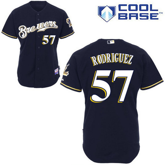 Milwaukee Brewers #57 Francisco Rodriguez Authentic Navy Blue Alternate Cool Base Jersey