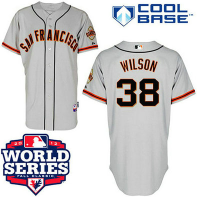 San Francisco Giants #38 Brian Wilson Cool Base Grey with 2012 World Series Patch Jersey San Francisco Giants #38 Brian Wilson Cool Base Grey with 2012 World Series Patch Jersey