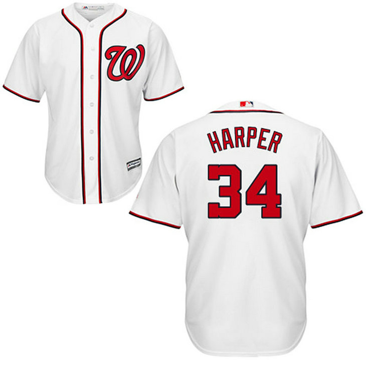 Washington Nationals #34 Bryce Harper White Home Cool Base Jersey