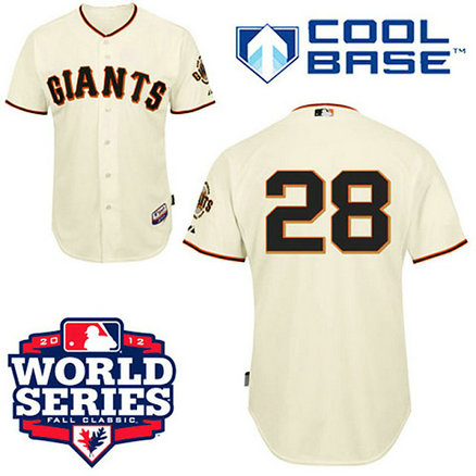 San Francisco Giants #28 Buster Posey Cool Base Cream with 2012 World Series Patch Jersey San Francisco Giants #28 Buster Posey Cool Base Cream with 2012 World Series Patch Jersey