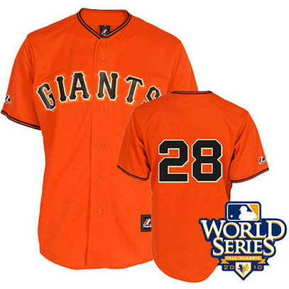 San Francisco Giants #28 Buster Posey Cool Base with 2010 World Series Orange Jersey