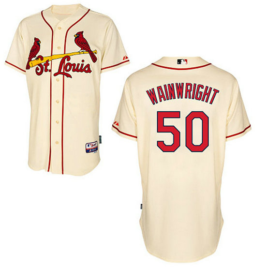 St. Louis Cardinals #50 Adam Wainwright Alternate Authentic Cool Base Ivory Jersey St. Louis Cardinals #50 Adam Wainwright Alternate Authentic Cool Base Ivory Jersey