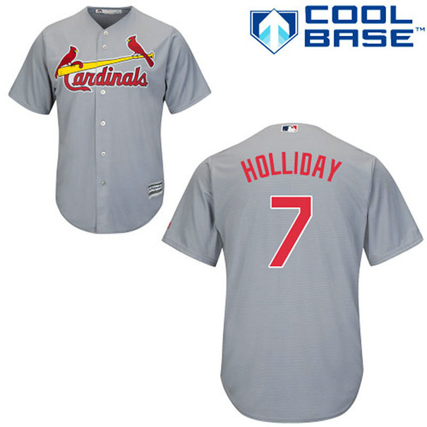 St. Louis Cardinals #7 Matt Holliday Road Authentic Cool Base Grey Jersey
