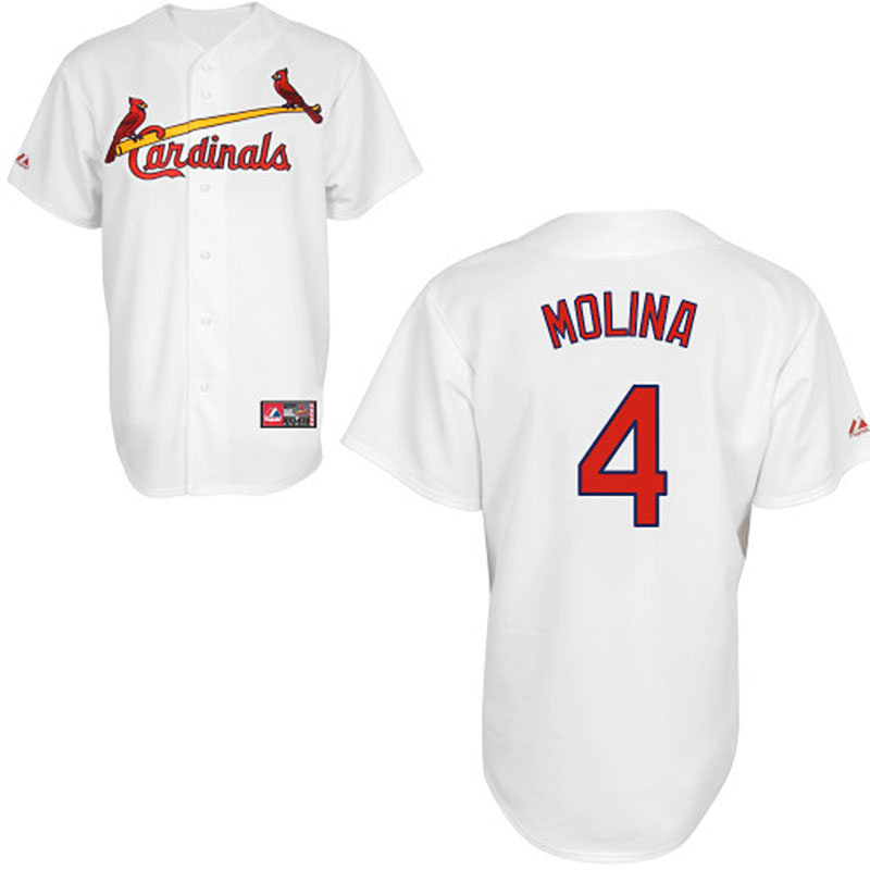 St. Louis Cardinals #4 Yadier Molina White Authentic Cool Base Jersey