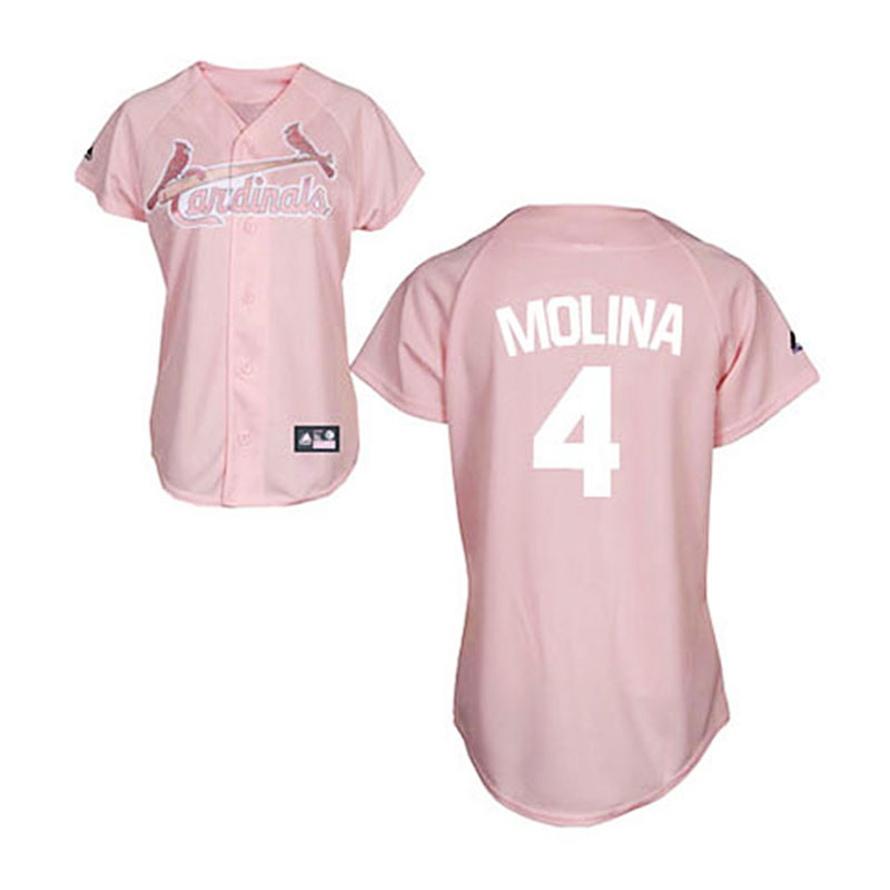 Women - St. Louis Cardinals #4 Yadier Molina PinkFashion Jersey