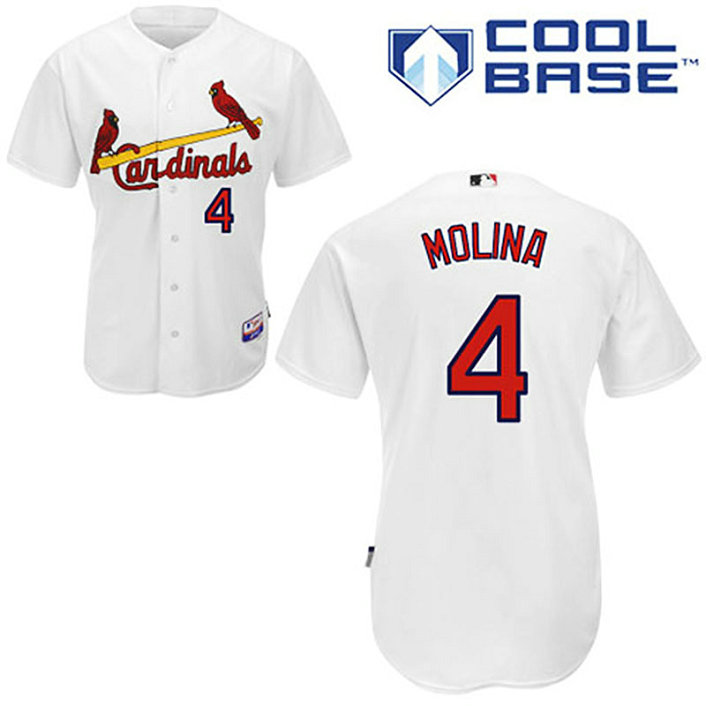 St. Louis Cardinals #4 Yadier Molina White Home Cool Base Jersey St. Louis Cardinals #4 Yadier Molina White Home Cool Base Jersey