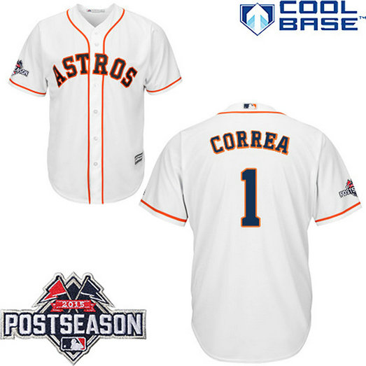 Houston Astros #1 Carlos Correa White Cool Base Home Jersey Houston Astros #1 Carlos Correa White Cool Base Home Jersey