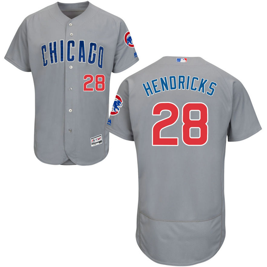 Chicago Cubs #28 Kyle Hendricks Road Grey Authentic Collection Flex Base Jersey