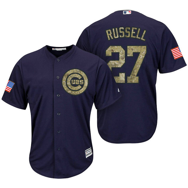 Chicago Cubs Addison Russell #27 Navy Camo Flag Patch Cool Base Jersey Chicago Cubs Addison Russell #27 Navy Camo Flag Patch Cool Base Jersey