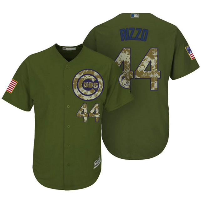 Chicago Cubs #44 Anthony Rizzo Camo Olive Salute Cool Base Jersey Chicago Cubs #44 Anthony Rizzo Camo Olive Salute Cool Base Jersey