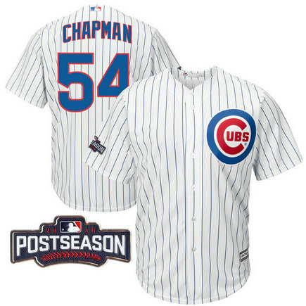 Chicago Cubs Aroldis Chapman #54 NL Central Division Champions White 2016 Postseason Patch Cool Base Jersey