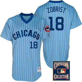 Chicago Cubs #18 Ben Zobrist Light Blue Throwback Turn Back The Clock Jersey