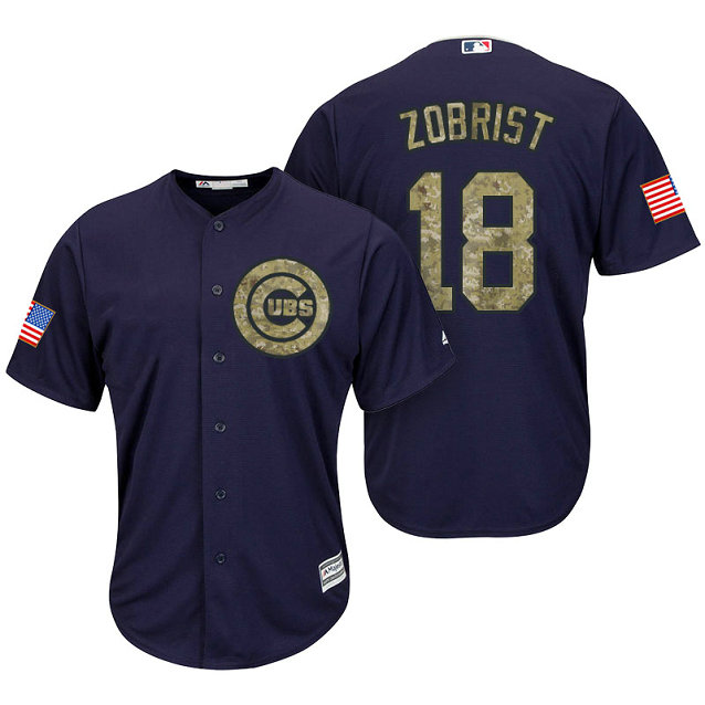 Chicago Cubs Ben Zobrist #18 Navy Camo Flag Patch Cool Base Jersey Chicago Cubs Ben Zobrist #18 Navy Camo Flag Patch Cool Base Jersey