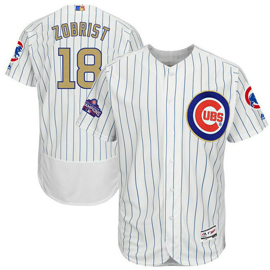 Chicago Cubs Ben Zobrist #18 White 2017 Gold Program Flex Base Jersey