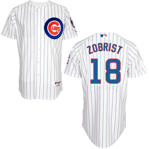 Chicago Cubs #18 Ben Zobrist White Cool Base Authentic Player Jersey Chicago Cubs #18 Ben Zobrist White Cool Base Authentic Player Jersey