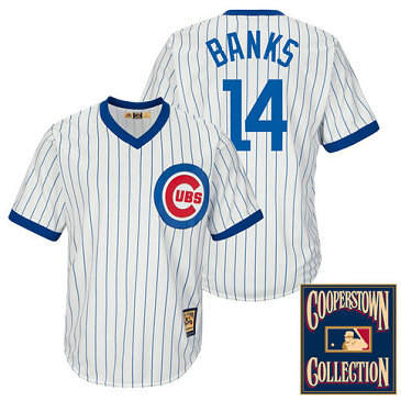 Chicago Cubs Ernie Banks #14 White Cooperstown Cool Base Collection Player Jersey Chicago Cubs Ernie Banks #14 White Cooperstown Cool Base Collection Player Jersey